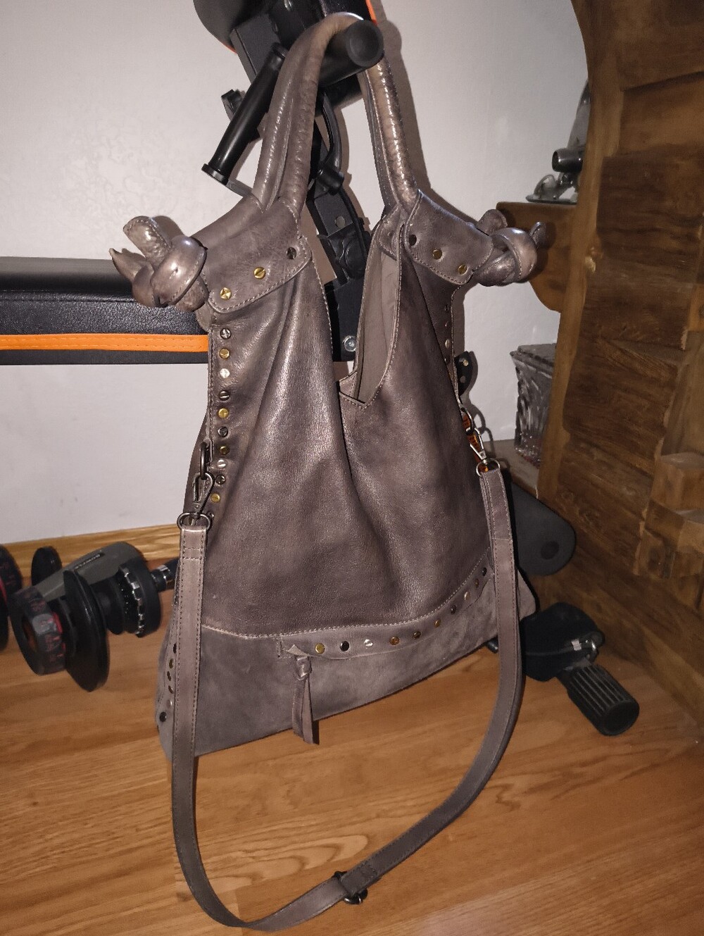 We The Free ♥️ Slouchie Leather Studded Shoulder Bag ♥️ Crossbody Tote Bag - Picture 8 of 13